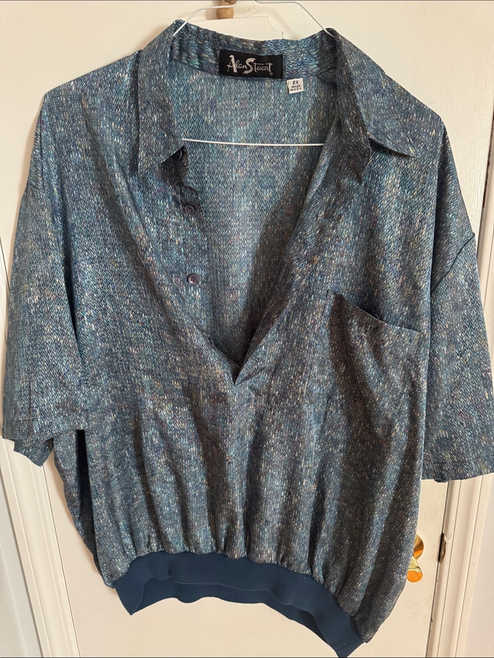 Alan Stuart Blue Speckled Knit Polo